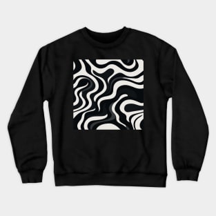 Monochrome Waves: Modern Abstract Ebb and Flow Crewneck Sweatshirt